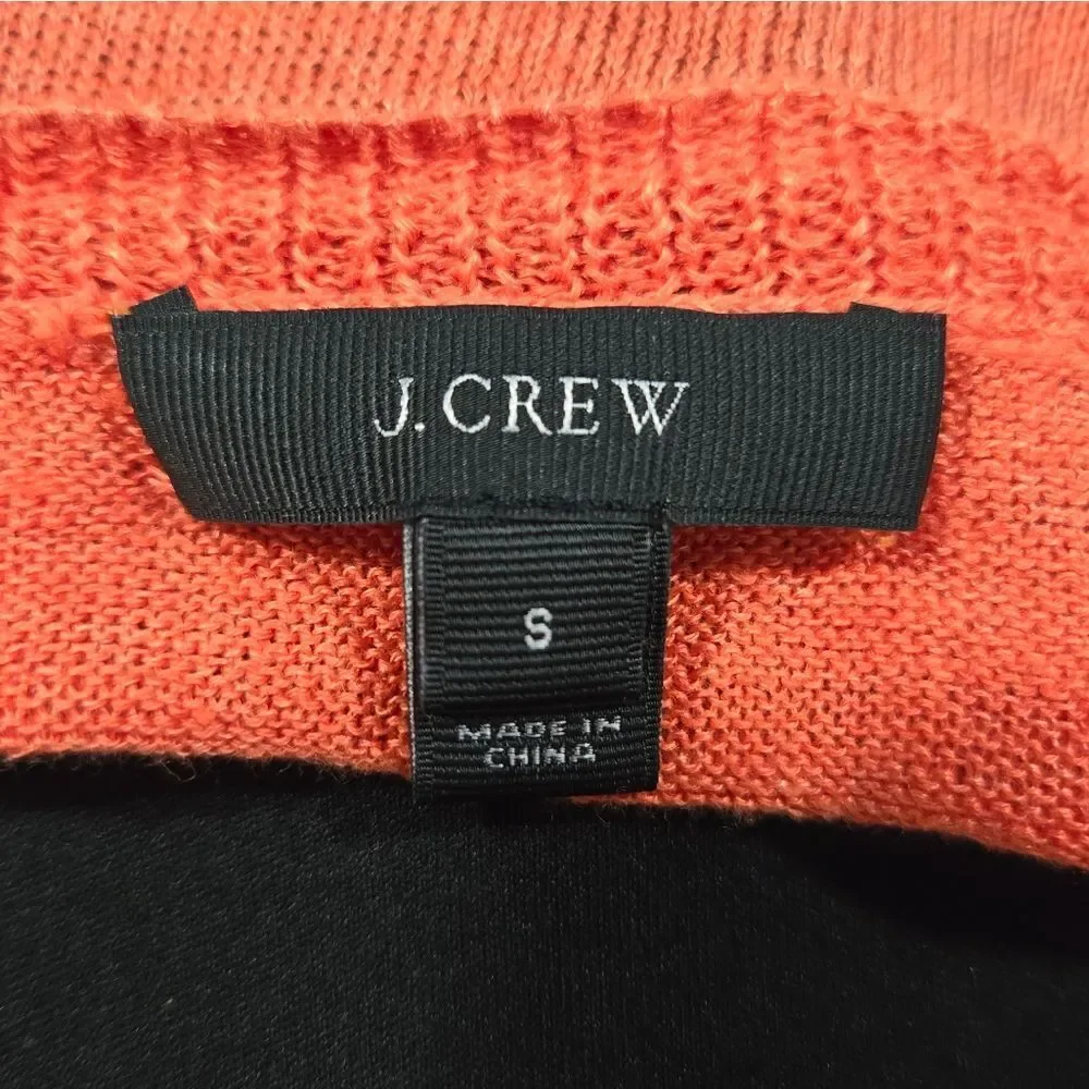 🐢 J.CREW Orange Linen Drop Shoulder Swing Sweater Sz Small